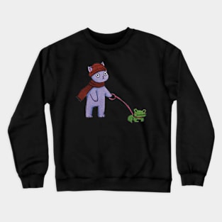 purple cat frog illustration Crewneck Sweatshirt